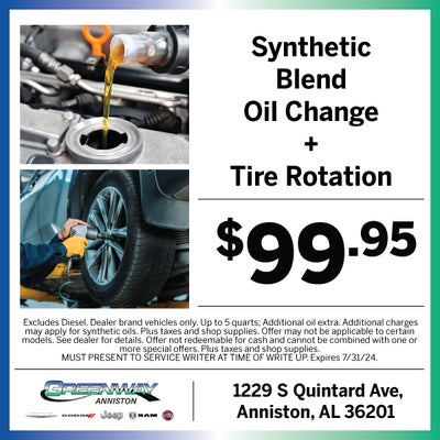 Synthetic Blend Oil Change + Tire Rotation